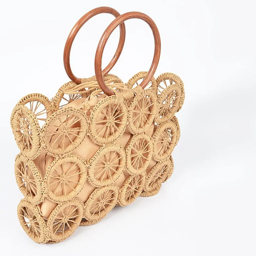 Bohemian Island Rattan Macrame Tote - Picture 3 of 7